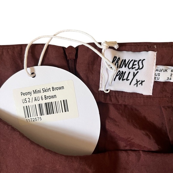NWT Princess Polly Peony A-Line Brown Mini Skirt Size 2 - Picture 7 of 7